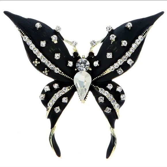 RHINESTONE BUTTERFLY BROOCH - Picture 1 of 3